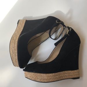 Zara suede peep toe espadrilles